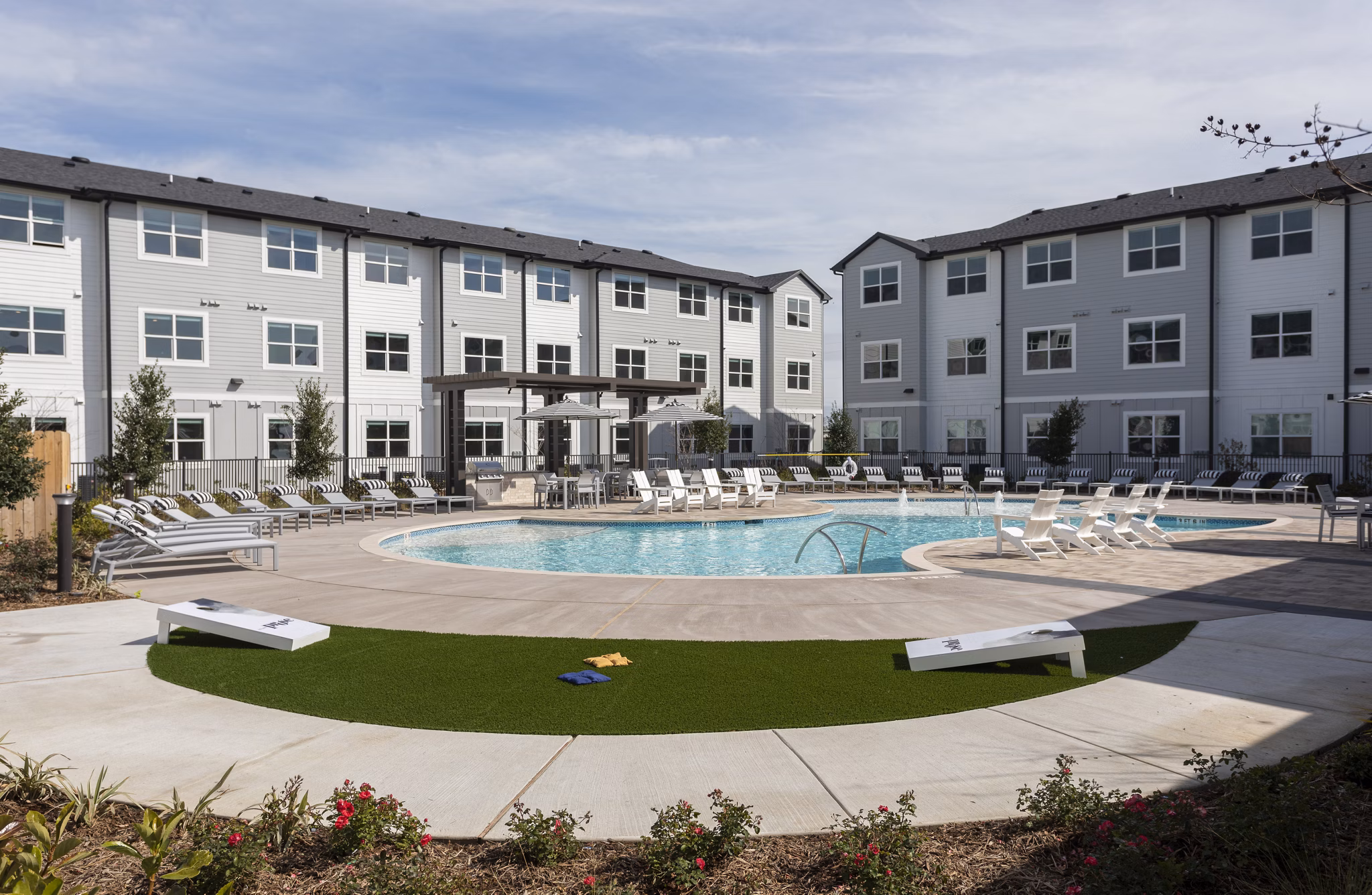 Resort-style pool at Prose Solaire Apartments, luxurious Greystar community setting perfect for relaxation and socializing