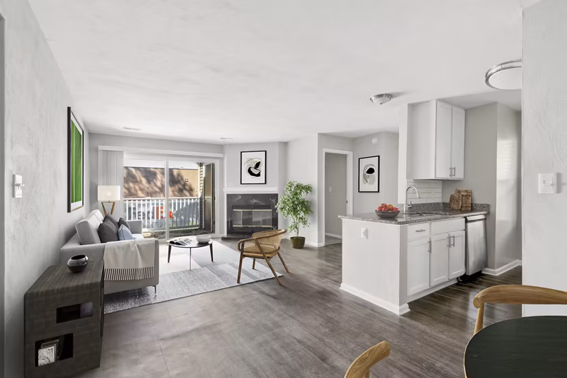 Bright kitchen with modern appliances in Luna Pointe Apartments