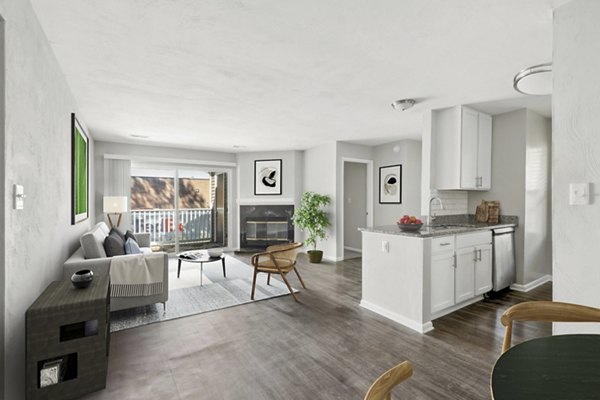 Bright kitchen with modern appliances in Luna Pointe Apartments