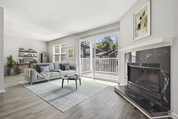 Cozy living room with modern decor at Luna Pointe Apartments