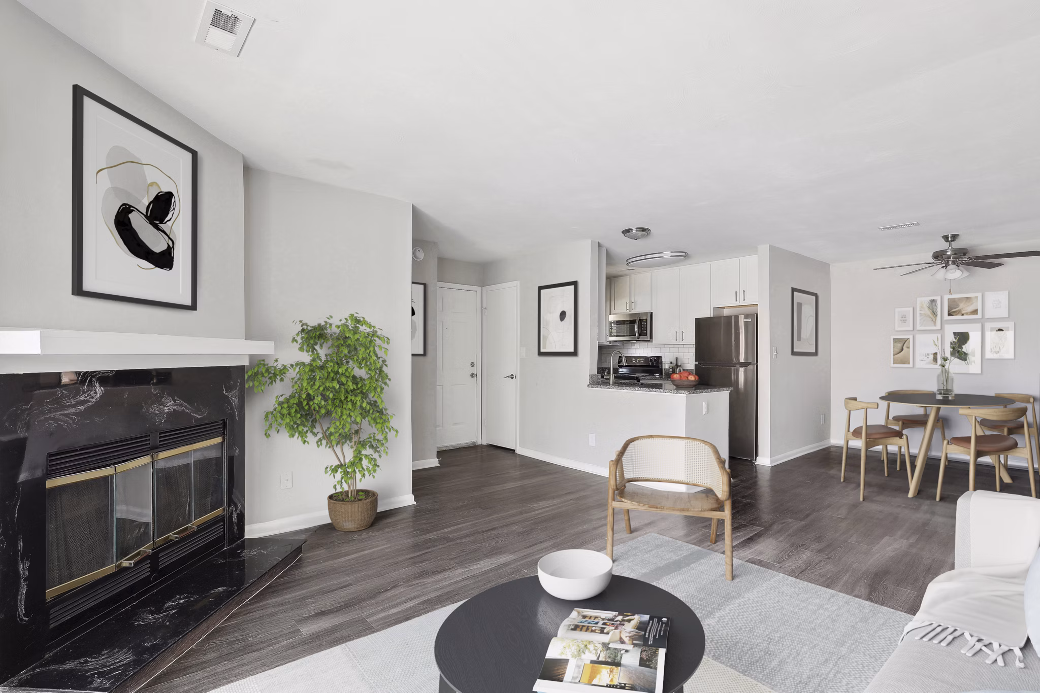 Lively living room with cozy seating area at Luna Pointe Apartments, offering luxury interiors for a comfortable lifestyle