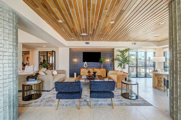 Elegant lobby with modern decor at Encore Novo Apartments