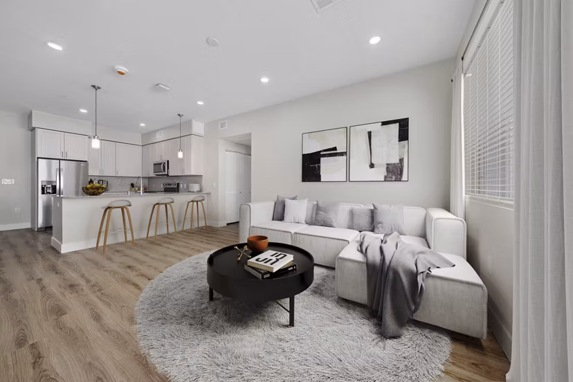 living room at Album Union Village Apartments