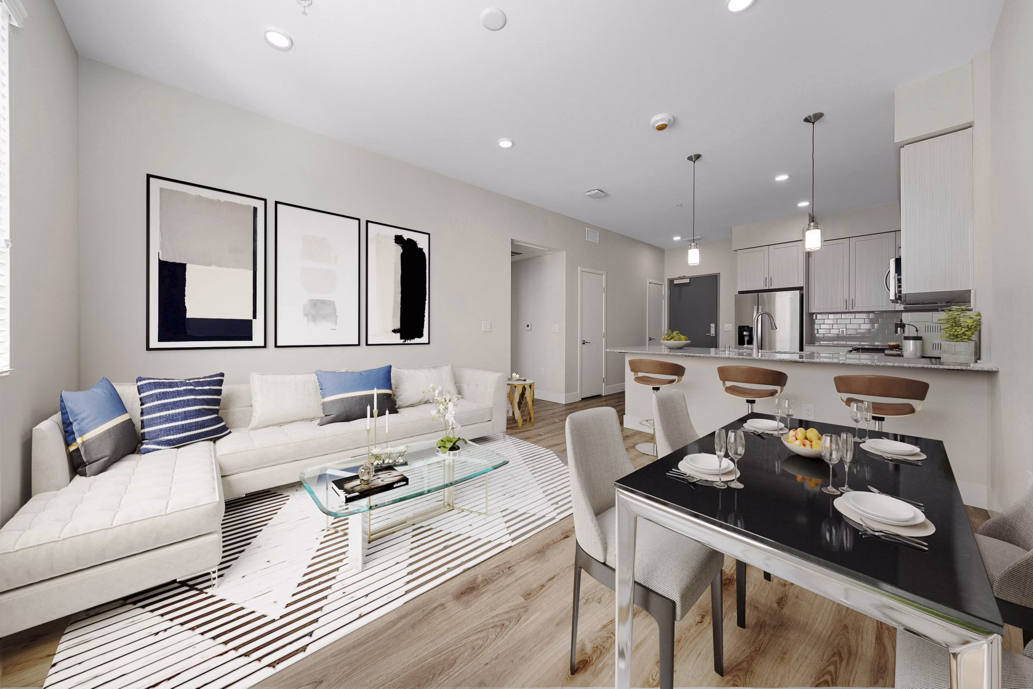living room at Album Union Village Apartments