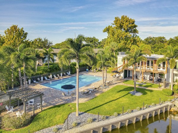 Scenic view of landscaped grounds at Westmount at Winter Park luxury apartments