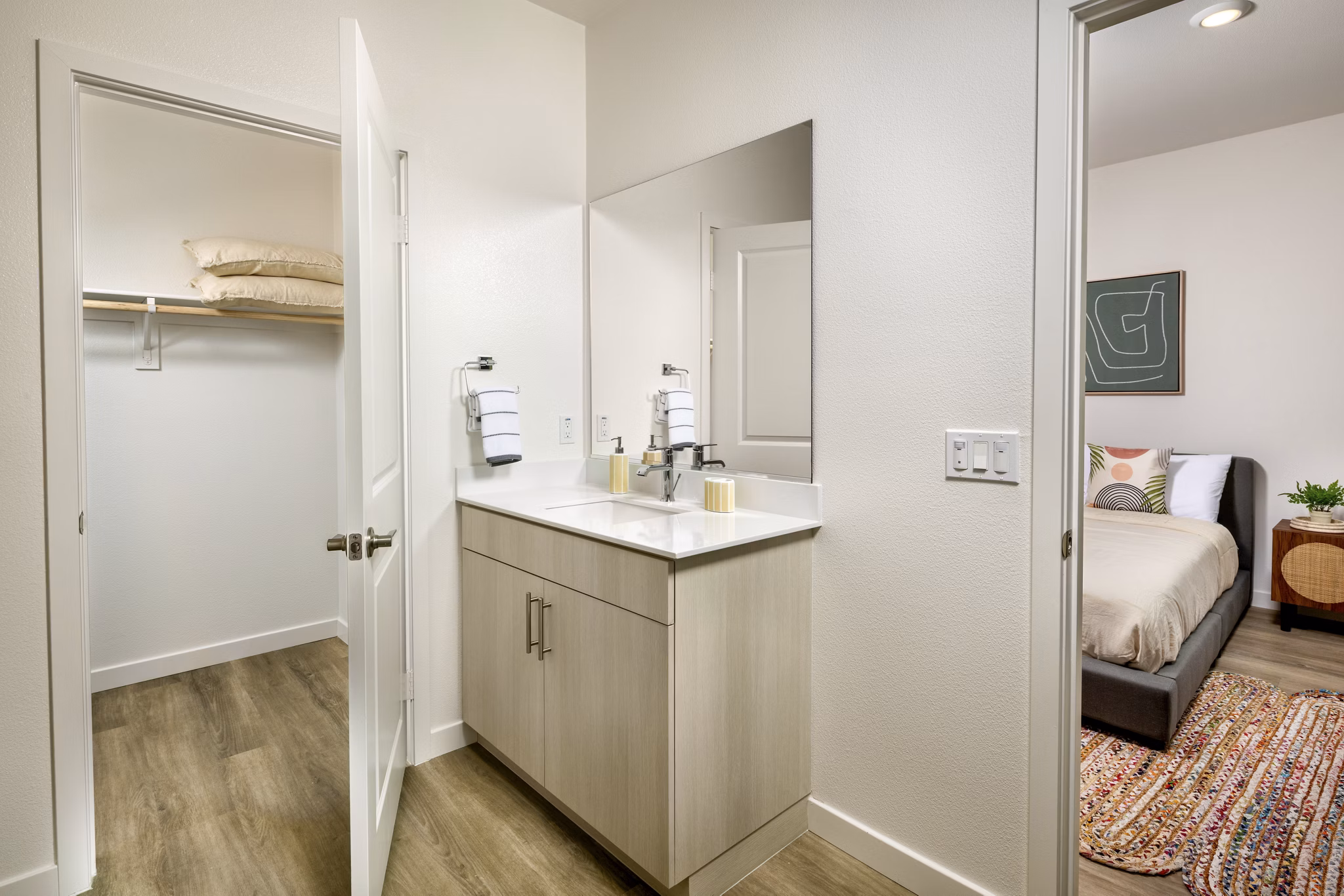 Modern bathroom with elegant fixtures at Suncrest at Ponte Vista Apartments