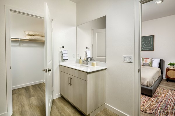 Modern bathroom with elegant fixtures at Suncrest at Ponte Vista Apartments
