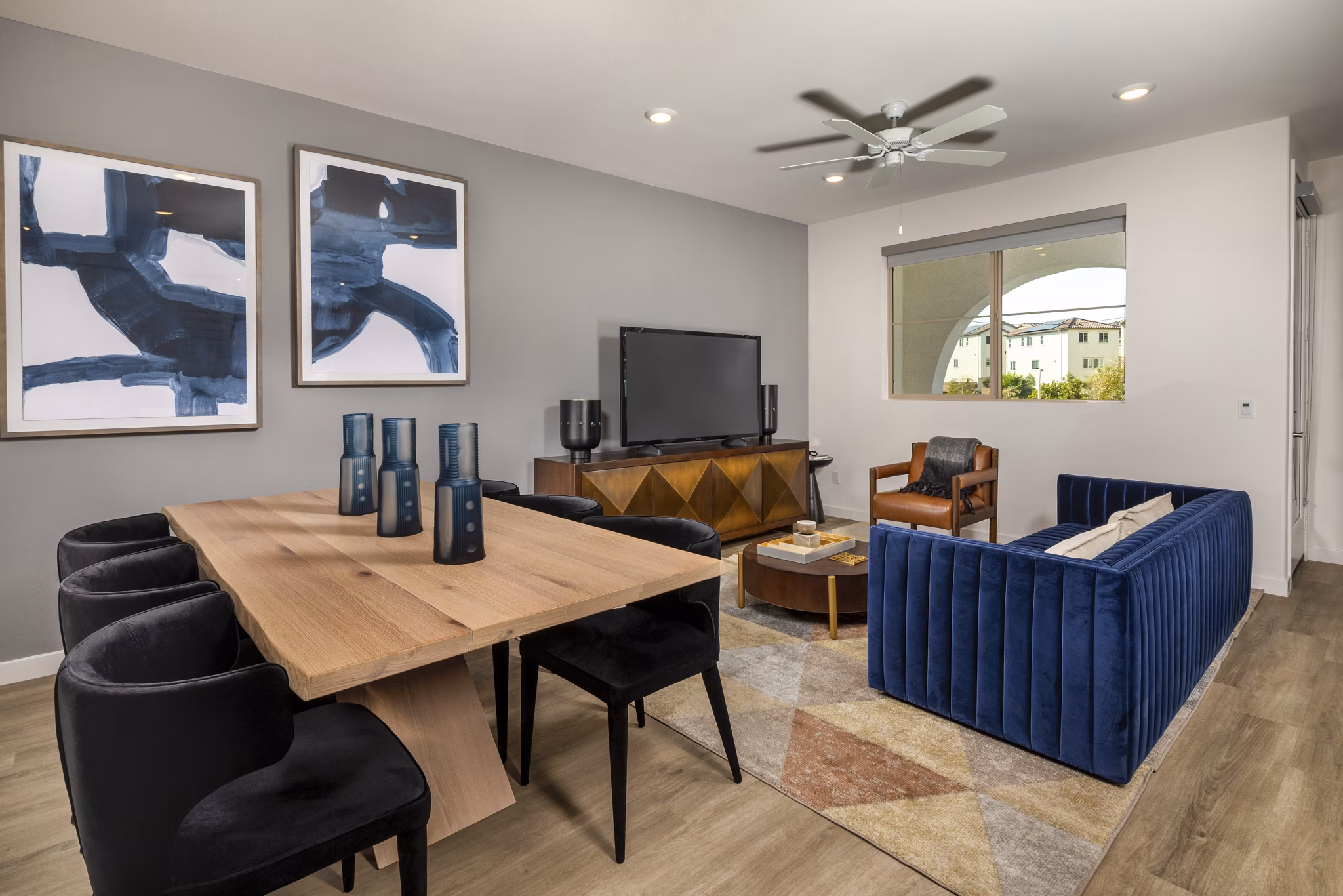 Dining area with elegant furnishings at Suncrest at Ponte Vista Apartments
