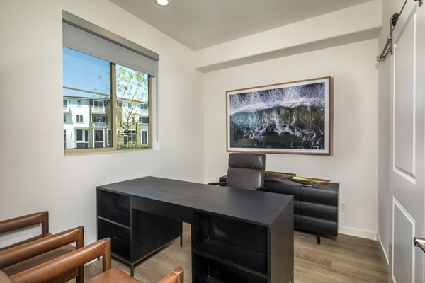 Home office with ergonomic desk and chair at Suncrest at Ponte Vista Apartments