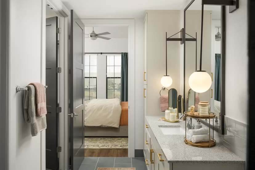 Elegant bathroom with modern fixtures in The Alyssa Apartments