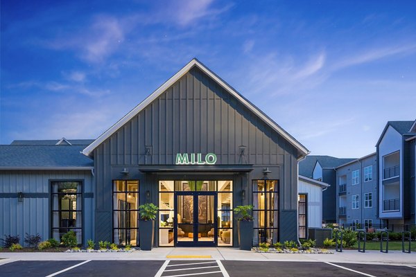 Modern clubhouse with sleek furnishings at Milo Apartments, perfect for luxury living and social gatherings in a vibrant community setting