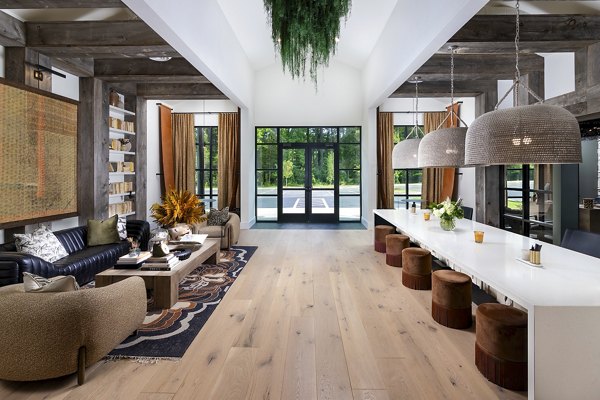 Stylish clubhouse with modern furnishings at Milo Apartments, offering luxury amenities for residents