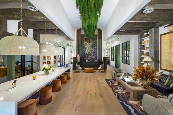 Clubhouse featuring modern design and stylish seating at Milo Apartments