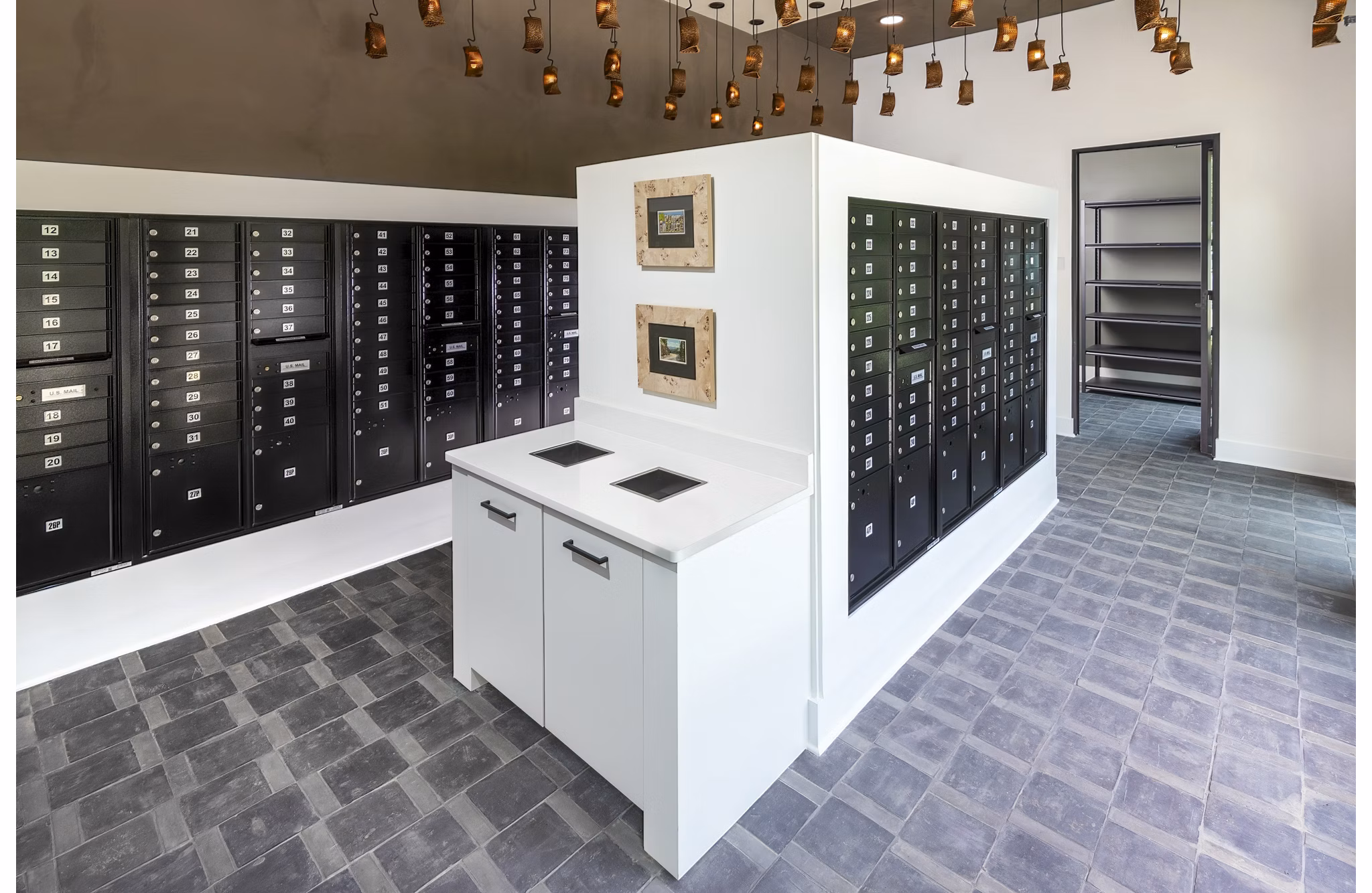 Mail room with secure parcel lockers at Milo Apartments in vibrant community living