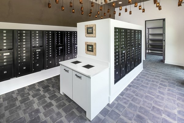 Mail room with secure parcel lockers at Milo Apartments in vibrant community living