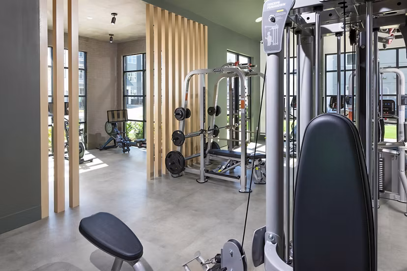 Fitness center with modern equipment at Milo Apartments for an active lifestyle