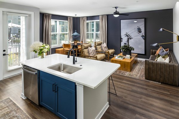 Milo Apartments: Modern kitchen featuring stainless steel appliances and granite countertops in luxury apartments