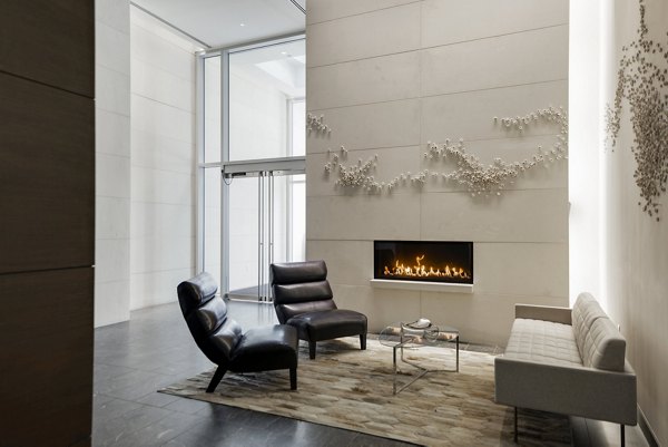 Stylish clubhouse with modern furnishings at The Dylan Apartments, featuring luxury amenities for residents