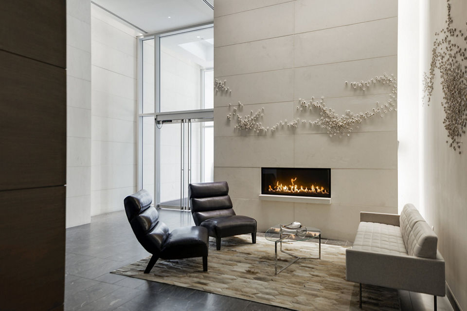 Stylish clubhouse with modern furnishings at The Dylan Apartments, featuring luxury amenities for residents