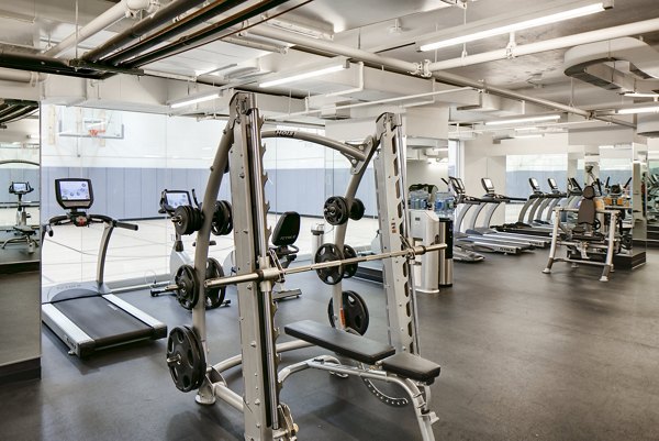 Modern fitness center with state-of-the-art equipment at The Dylan Apartments, ideal for luxury living and an active lifestyle