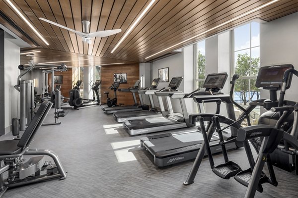 Modern fitness center with state-of-the-art equipment at The Octagon Apartments Ideal for luxury living and wellness enthusiasts