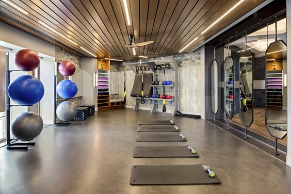 Yoga studio featuring state-of-the-art equipment at The Octagon Apartments