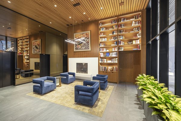 Modern clubhouse with sleek interiors at Oriana Apartments, offering luxury amenities for residents