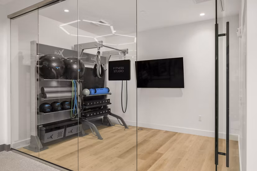 fitness center at The Cline Apartments