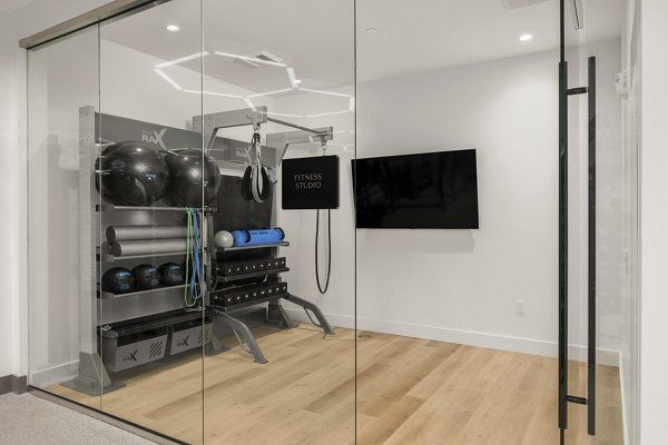 fitness center at The Cline Apartments