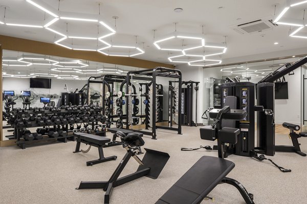 fitness center at The Cline Apartments