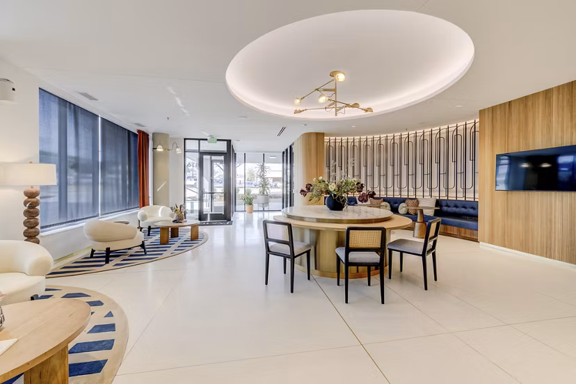 Clubhouse with modern design elements at The James Apartments
