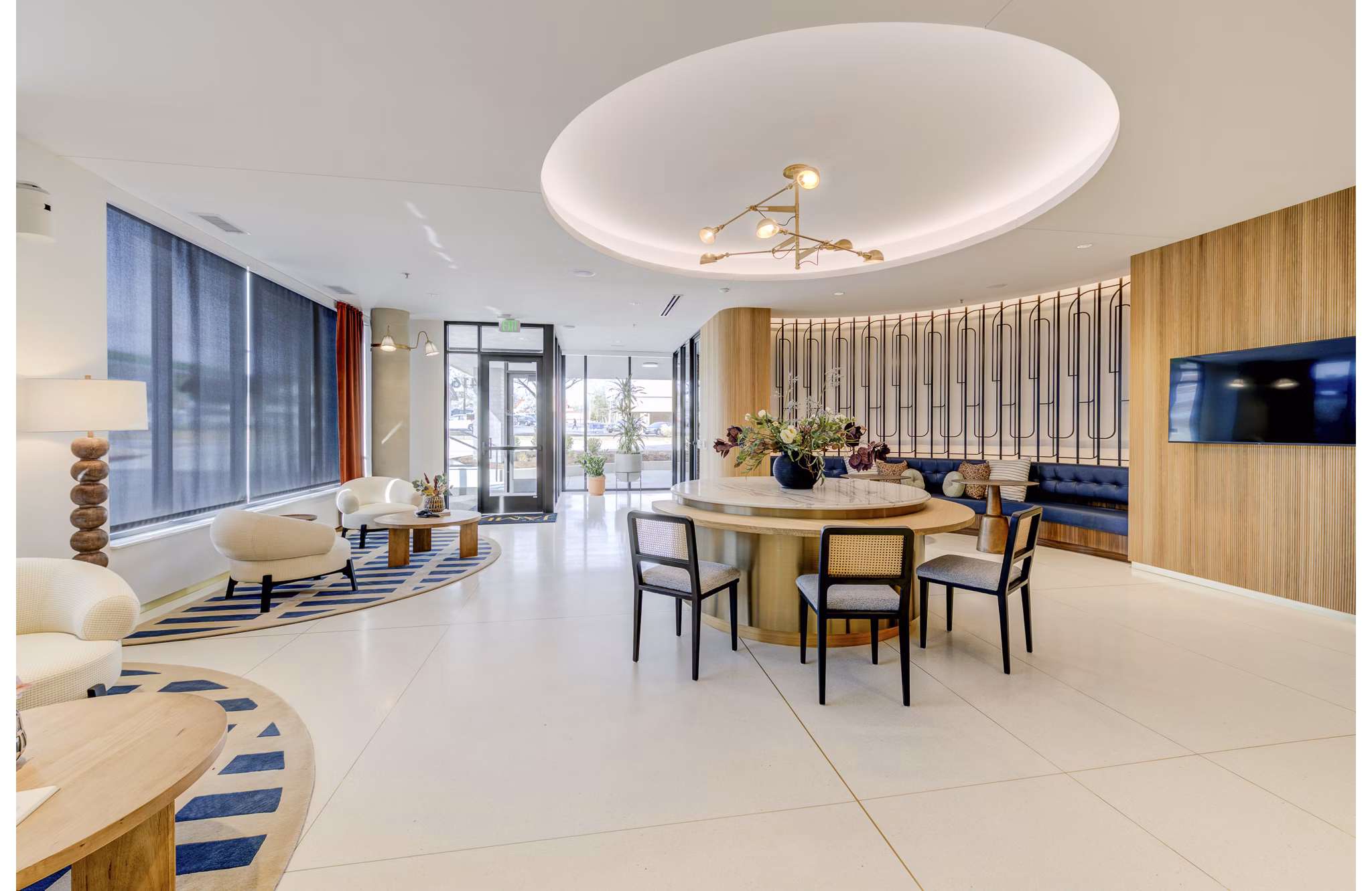 Clubhouse with modern design elements at The James Apartments