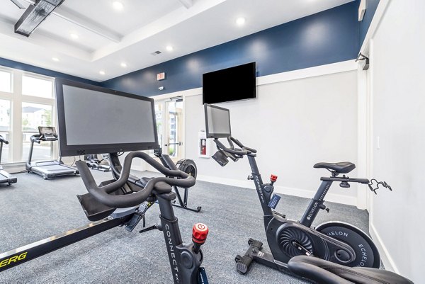 Spin studio with state-of-the-art bikes at Arlow at Blue Ridge Apartments