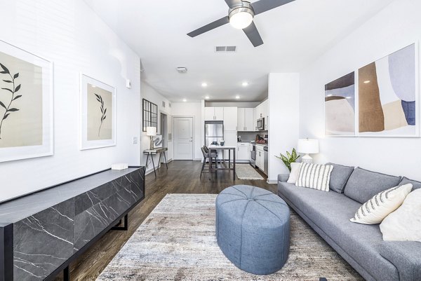 Spacious living room with contemporary design at Arlow at Blue Ridge Apartments