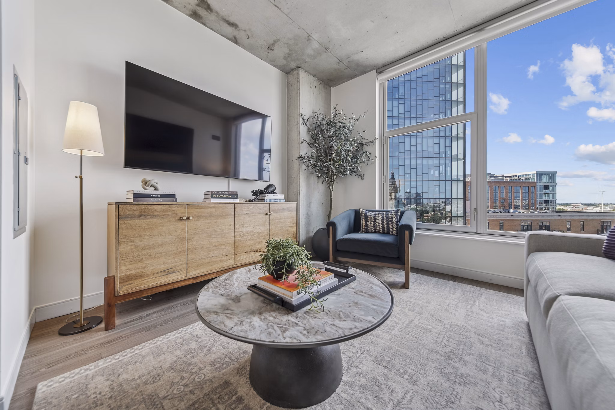 living room at Spoke Apartments