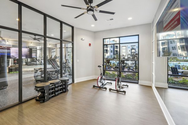 Modern spin studio with state-of-the-art equipment at Innsbrook Square Apartments