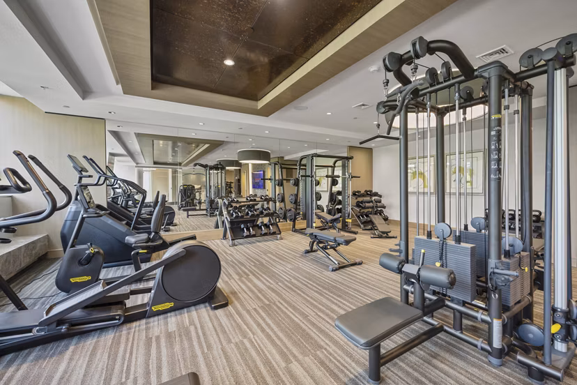 fitness center at Hanover North Cambridge Apartments