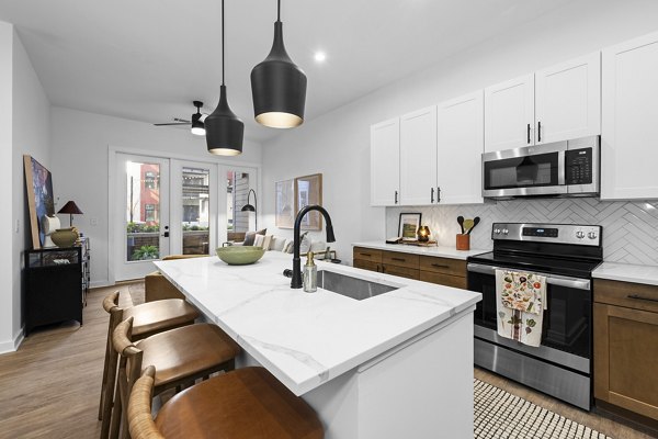 kitchen at The Rowe at Commonwealth Apartments 