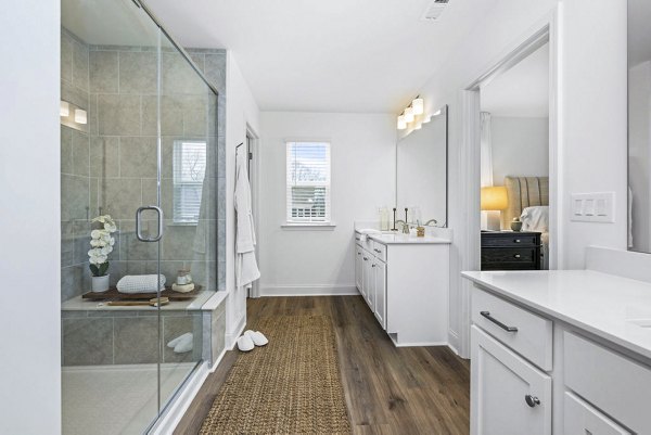 Bathroom with modern fixtures at Affinity at Kendrick Apartments