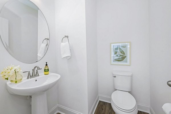 Spacious bathroom with modern fixtures at Affinity at Kendrick Apartments, a luxury Greystar community