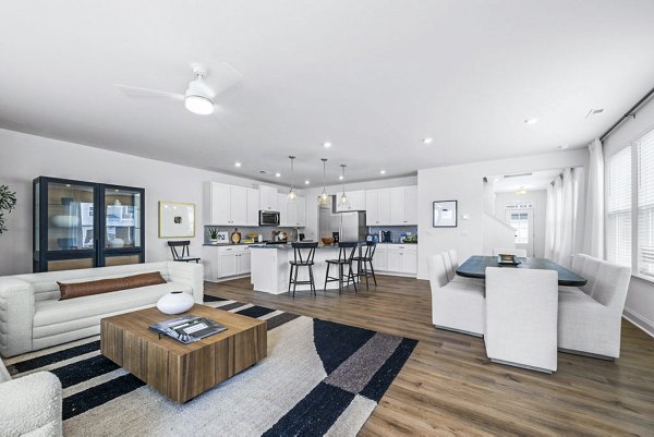 Spacious living room with modern decor in Affinity at Kendrick Apartments, highlighting luxury apartment lifestyle