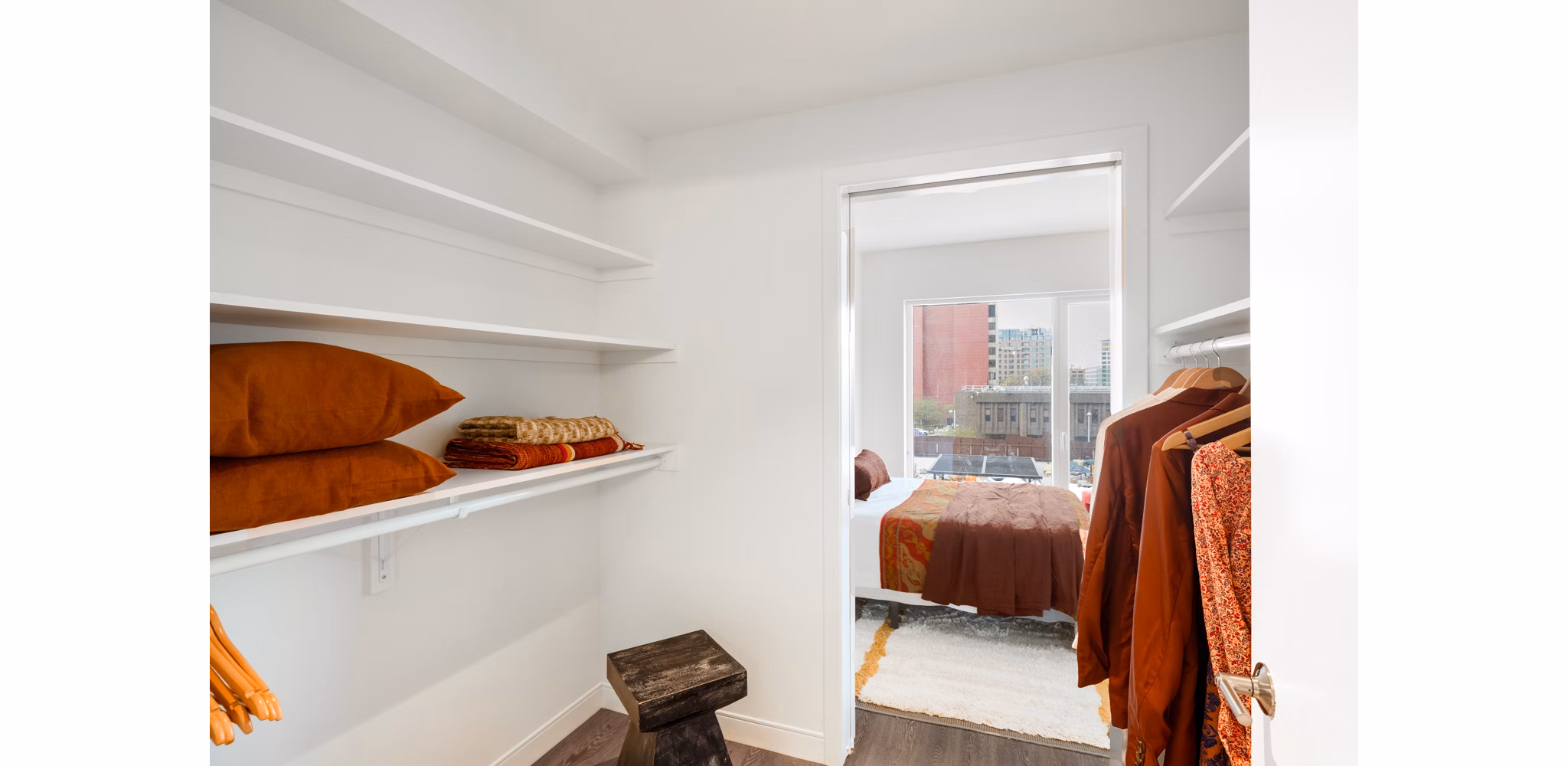 Spacious closet with ample storage at The Noble Apartments