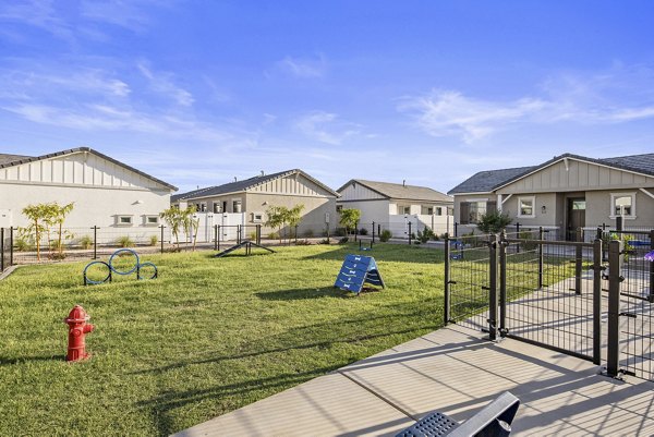 Dog park featuring agility equipment at Yardly Paradisi Homes, luxury apartments by Greystar