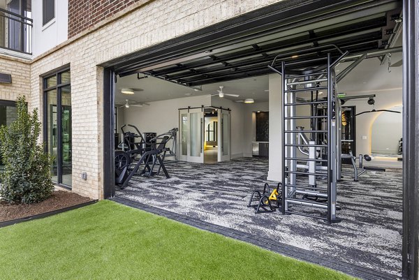 Fully-equipped fitness center with modern machines at The Keaton at Brier Creek Apartments, ideal for residents seeking an active lifestyle