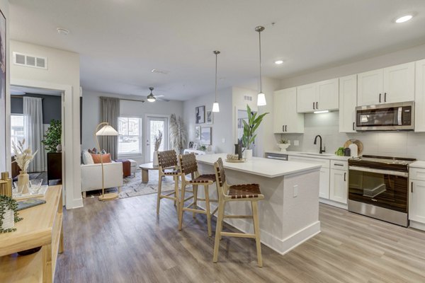 Modern kitchen with stainless steel appliances at Alton Serenoa Apartments