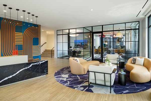 Modern clubhouse with vibrant interiors at Atworth Apartments