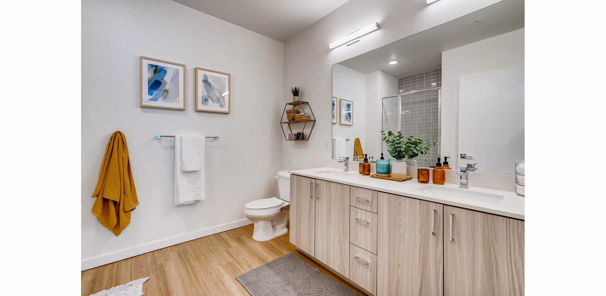 Modern bathroom with sleek fixtures at Legacy at Fitz Apartments