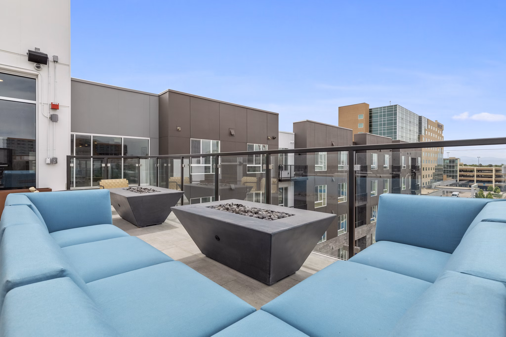 Cozy outdoor fire pit area at Legacy at Fitz Apartments, ideal for relaxation and social gatherings