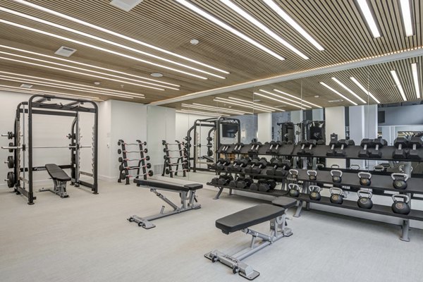 State-of-the-art fitness center featuring modern equipment at The Grayson Apartments, ideal for luxury fitness enthusiasts