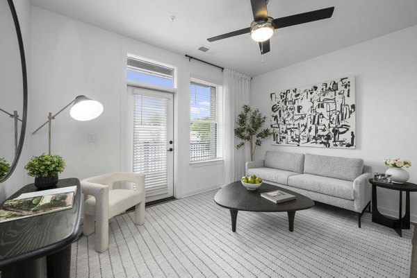 living room at Bowery West Apartments